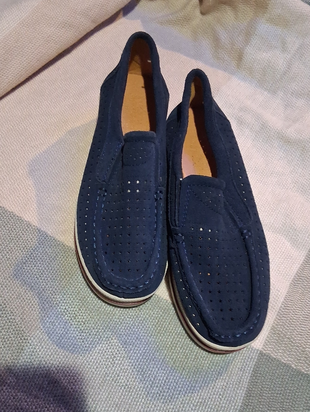 Spring Step Navy Perforated Slip-On Sneakers